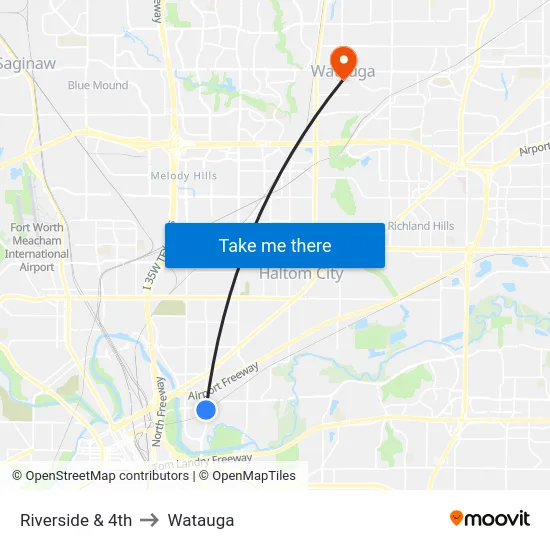 Riverside & 4th to Watauga map