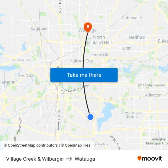 Village Creek & Wilbarger to Watauga map