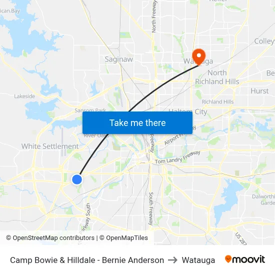 Camp Bowie & Hilldale - Bernie Anderson to Watauga map