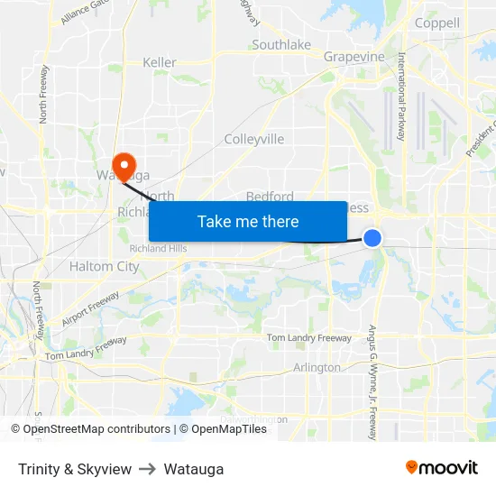 Trinity & Skyview to Watauga map