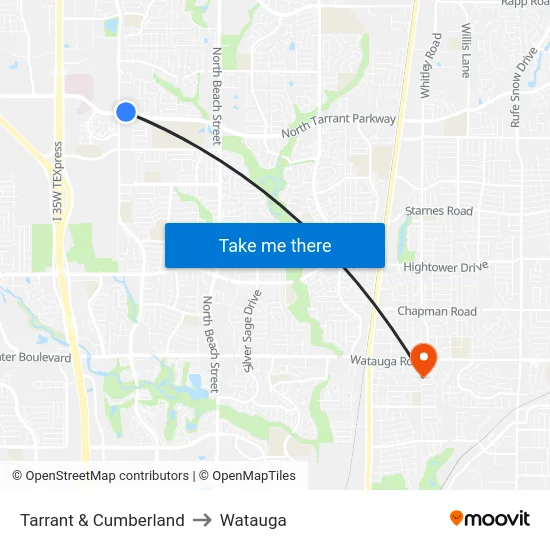 Tarrant & Cumberland to Watauga map