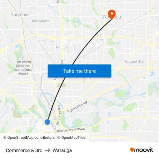 Commerce & 3rd to Watauga map