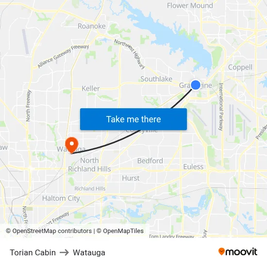 Torian Cabin to Watauga map