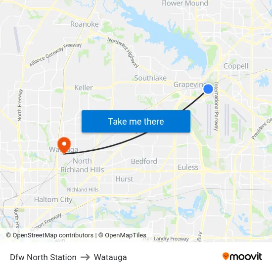 Dfw North Station to Watauga map