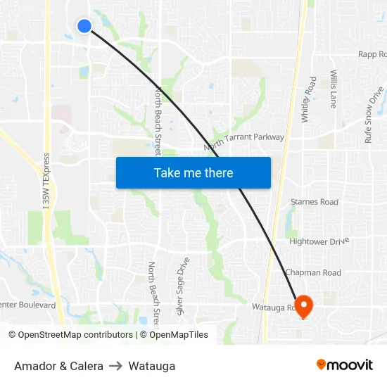 Amador & Calera to Watauga map