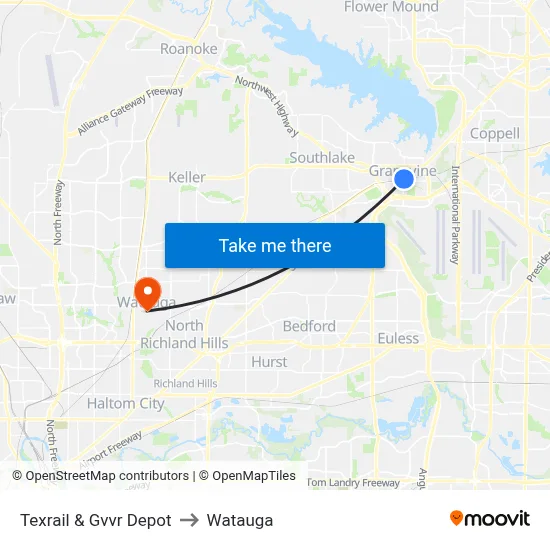 Texrail & Gvvr Depot to Watauga map