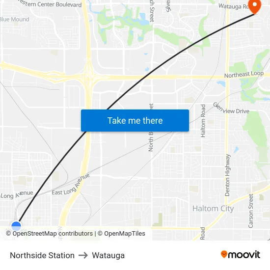 Northside Station to Watauga map