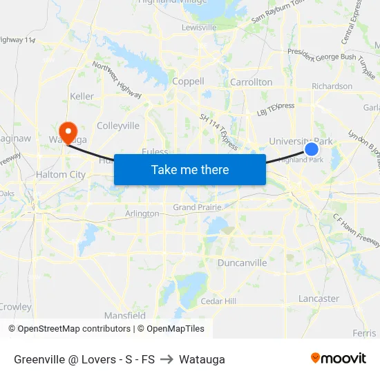 Greenville @ Lovers - S - FS to Watauga map