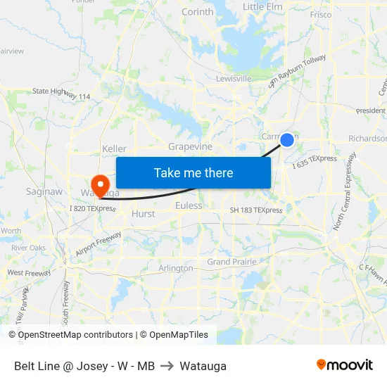 Belt Line @ Josey - W - MB to Watauga map