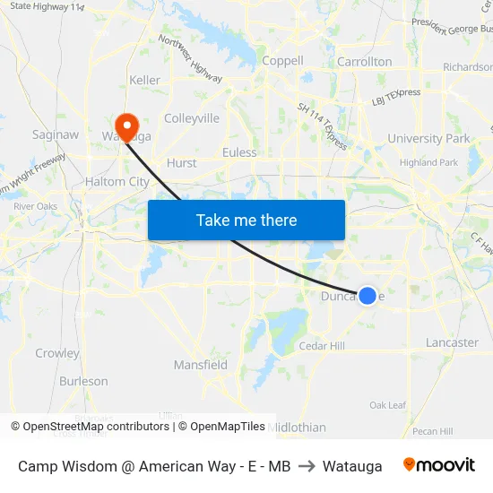 Camp Wisdom @ American Way - E - MB to Watauga map