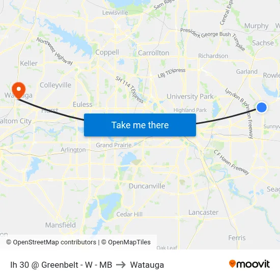 Ih 30 @ Greenbelt - W - MB to Watauga map