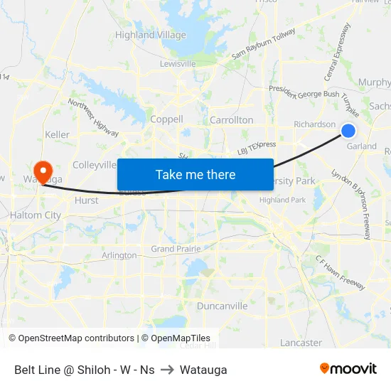 Belt Line @ Shiloh - W - Ns to Watauga map