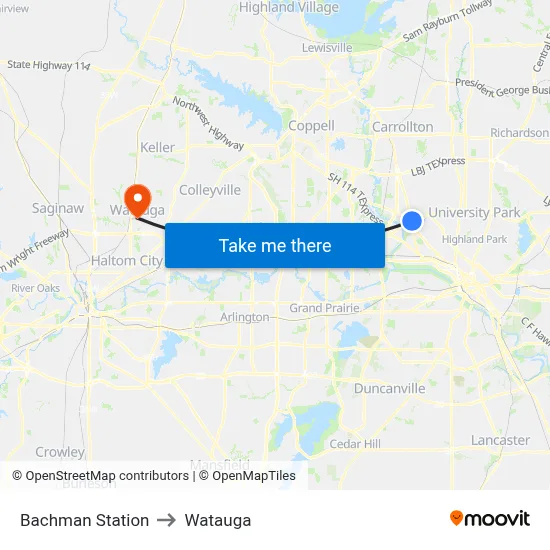 Bachman Station to Watauga map