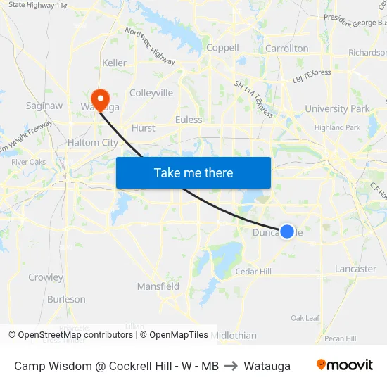 Camp Wisdom @ Cockrell Hill - W - MB to Watauga map