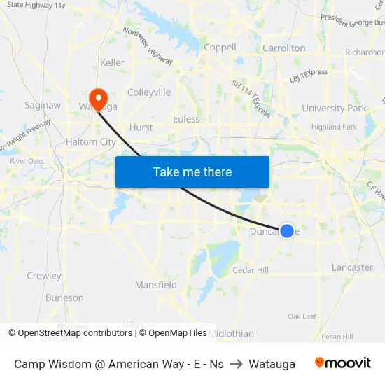 Camp Wisdom @ American Way - E - Ns to Watauga map