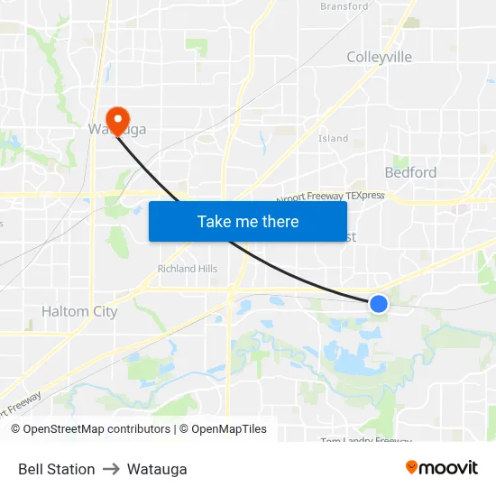 Bell Station to Watauga map