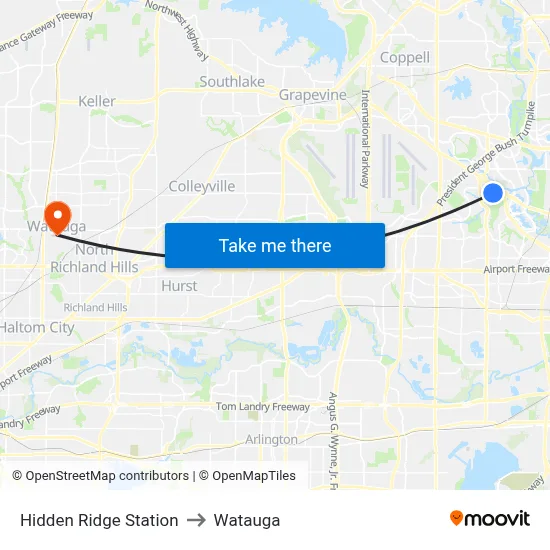 Hidden Ridge Station to Watauga map