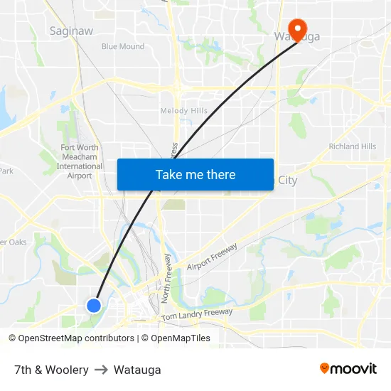 7th & Woolery to Watauga map