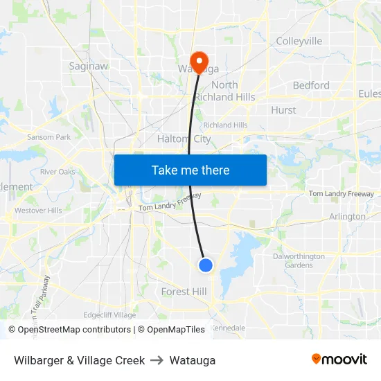 Wilbarger & Village Creek to Watauga map