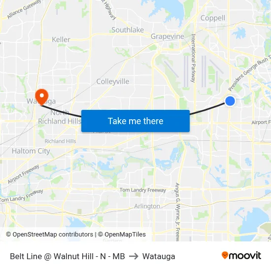 Belt Line @ Walnut Hill - N - MB to Watauga map