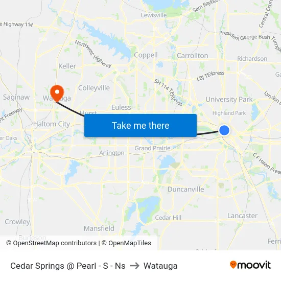 Cedar Springs @ Pearl - S - Ns to Watauga map