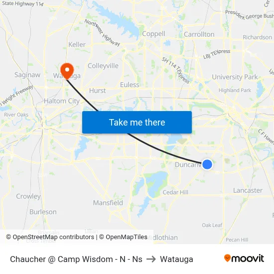 Chaucher @ Camp Wisdom - N - Ns to Watauga map