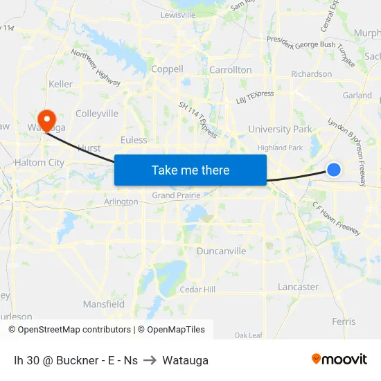 Ih 30 @ Buckner - E - Ns to Watauga map