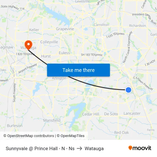 Sunnyvale @ Prince Hall - N - Ns to Watauga map