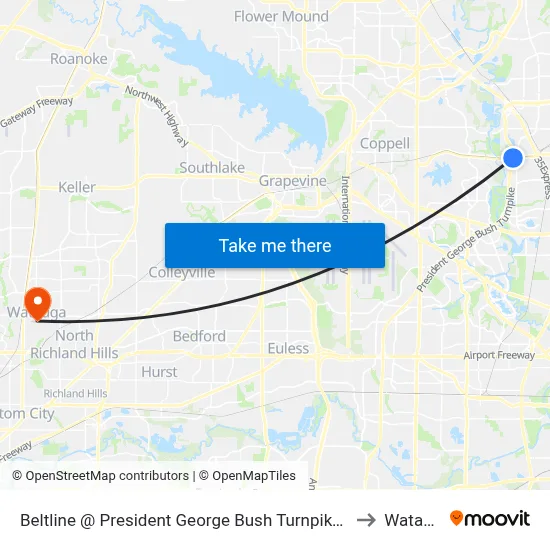 Beltline @ President George Bush Turnpike - E - MB to Watauga map