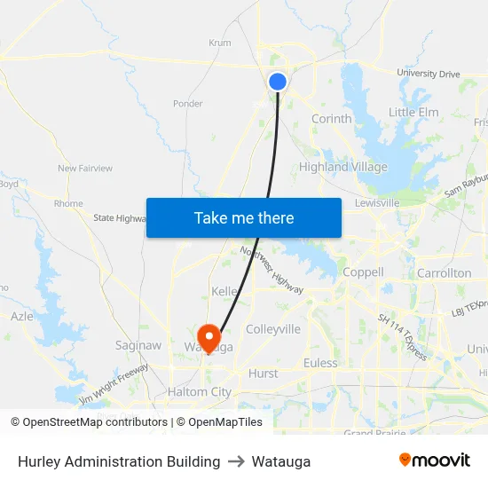 Hurley Administration Building to Watauga map