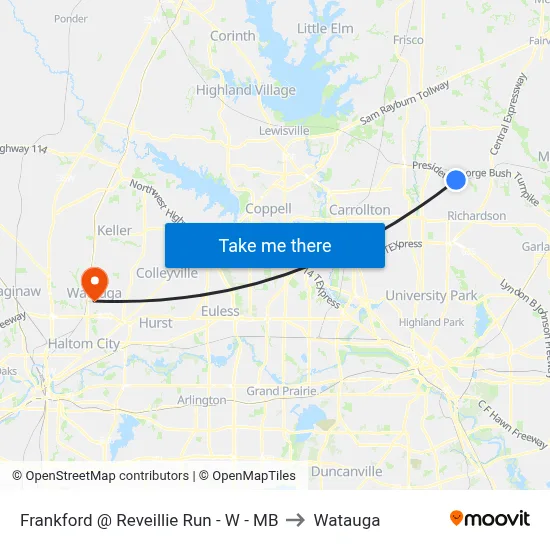 Frankford @ Reveillie Run - W - MB to Watauga map