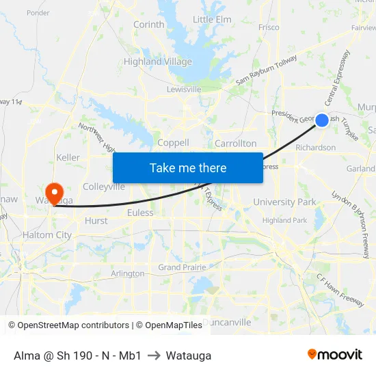 Alma @ Sh 190 - N - Mb1 to Watauga map