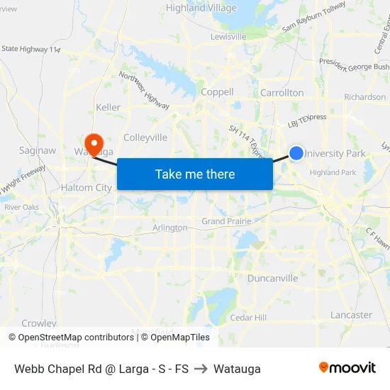 Webb Chapel Rd @ Larga -  S - FS to Watauga map