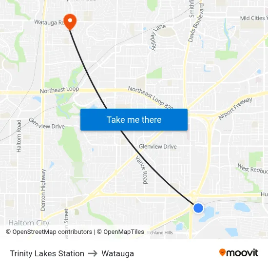 Trinity Lakes Station to Watauga map