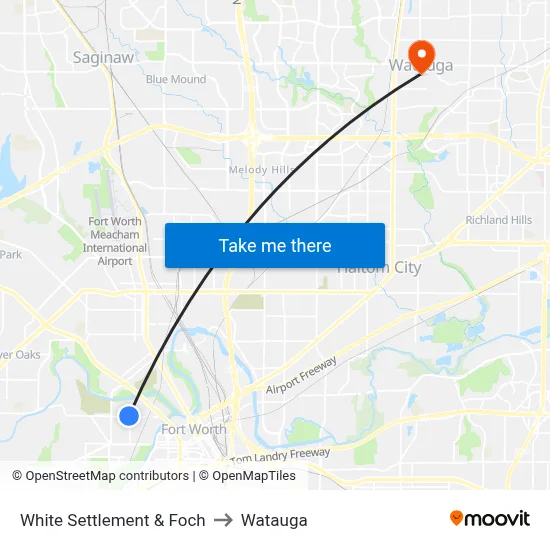 White Settlement & Foch to Watauga map