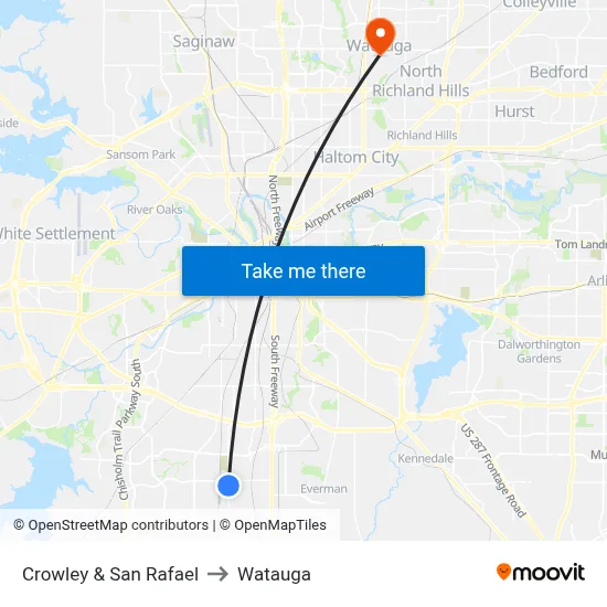 Crowley & San Rafael to Watauga map