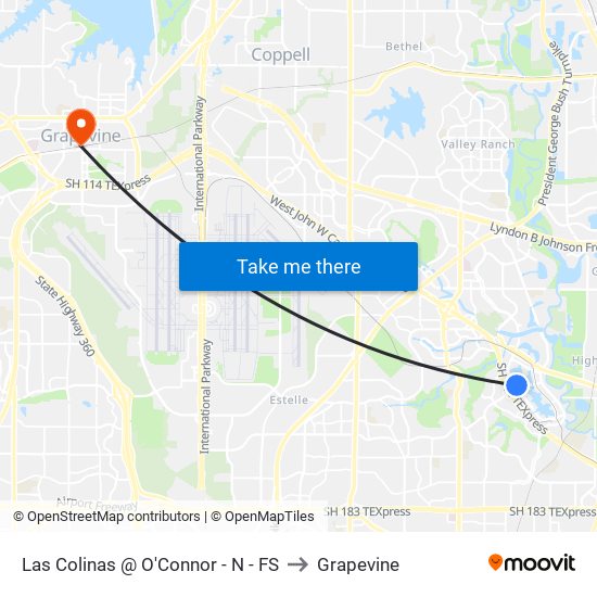 Las Colinas @ O'Connor - N - FS to Grapevine map