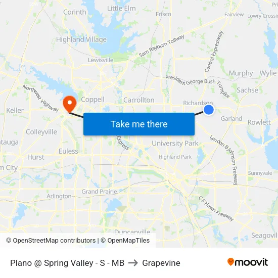 Plano @ Spring Valley - S - MB to Grapevine map
