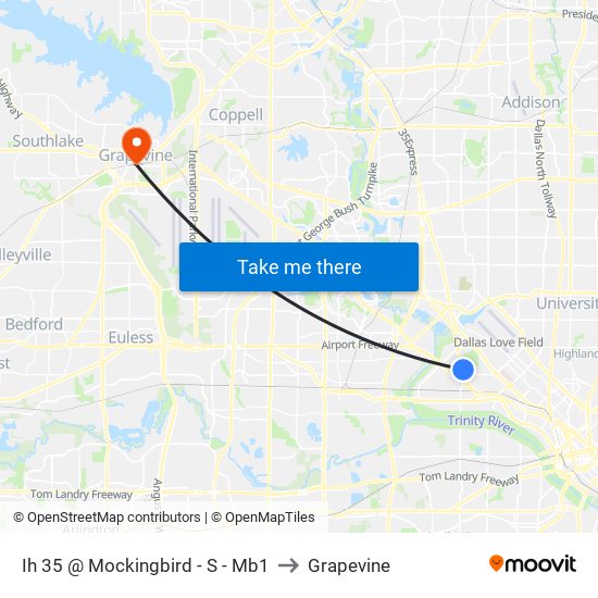 Ih 35 @ Mockingbird - S - Mb1 to Grapevine map