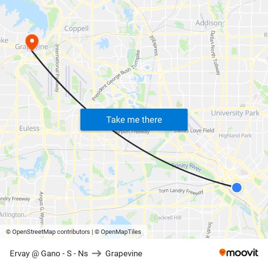 Ervay @ Gano - S - Ns to Grapevine map