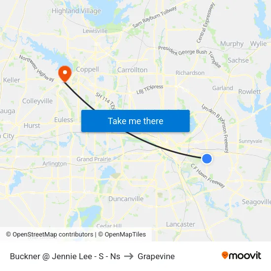 Buckner @ Jennie Lee - S - Ns to Grapevine map