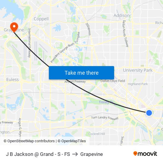 J B Jackson @ Grand - S - FS to Grapevine map