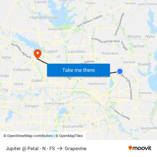 Jupiter @ Petal - N - FS to Grapevine map