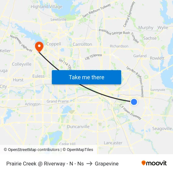 Prairie Creek @ Riverway - N - Ns to Grapevine map