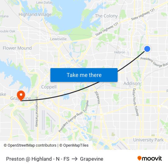 Preston @ Highland - N - FS to Grapevine map