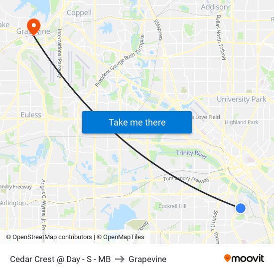 Cedar Crest @ Day - S - MB to Grapevine map