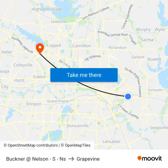 Buckner @ Nelson - S - Ns to Grapevine map