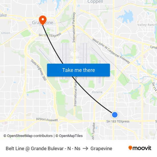 Belt Line @ Grande Bulevar - N - Ns to Grapevine map