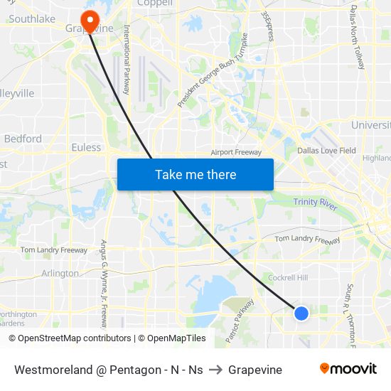 Westmoreland @ Pentagon - N - Ns to Grapevine map