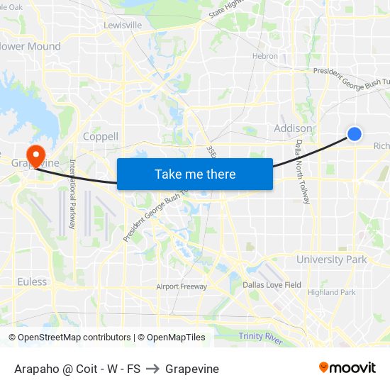 Arapaho @ Coit - W - FS to Grapevine map